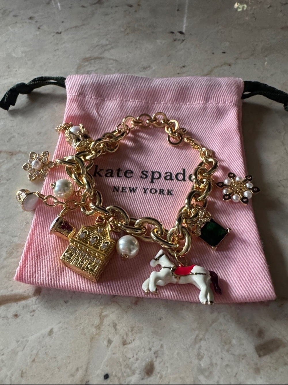 $228 Kate Spade Winter Wonderland Bow Charm Bracelet - Picture 5 of 5